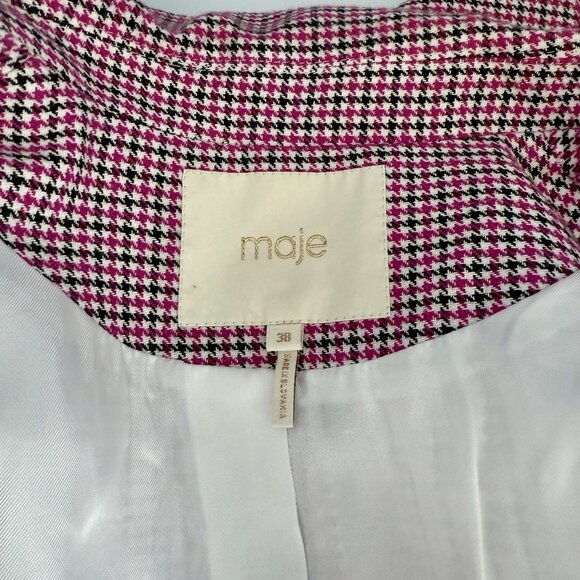 Maje Vic Double Breasted Houndstooth Jacquard Blazer Size 38 / US 6 M - Picture 7 of 12